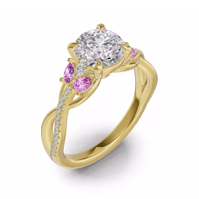 Papillon Twist Pavé Pink Sapphire Engagement Ring