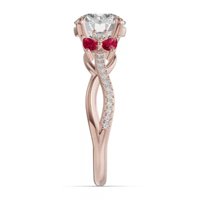 Papillon Twist Pavé Ruby Engagement Ring