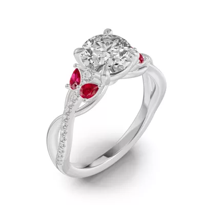 Papillon Twist Pavé Ruby Engagement Ring