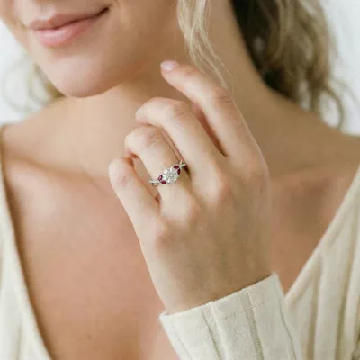 Papillon Twist Pavé Ruby Engagement Ring