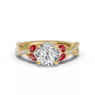 Papillon Twist Pavé Ruby Engagement Ring