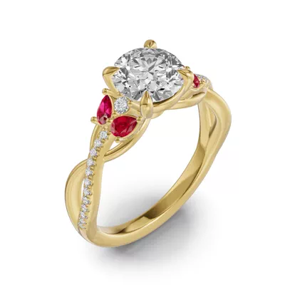 Papillon Twist Pavé Ruby Engagement Ring