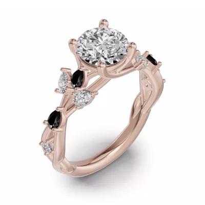 Botanical Twist Black Diamond Engagement Ring