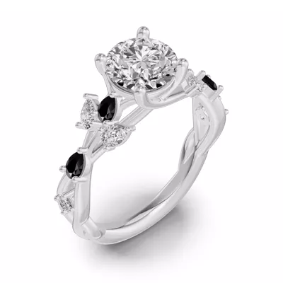 Botanical Twist Black Diamond Engagement Ring