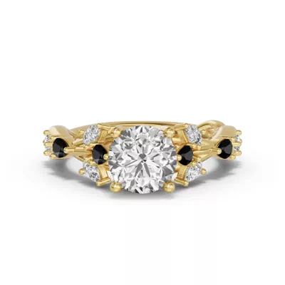 Botanical Twist Black Diamond Engagement Ring