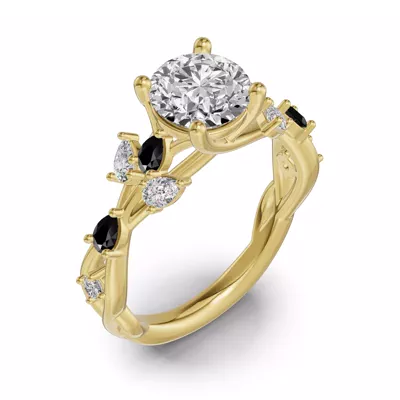 Botanical Twist Black Diamond Engagement Ring