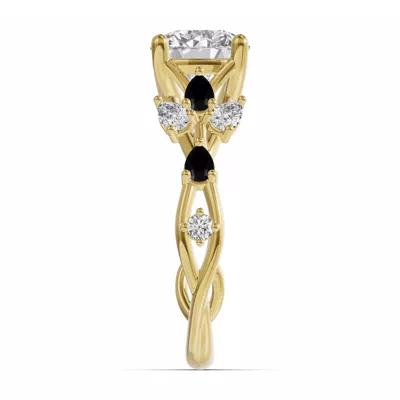 Botanical Twist Black Diamond Engagement Ring