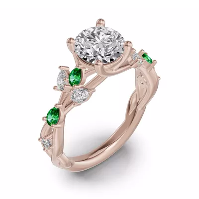Botanical Twist Tsavorite Engagement Ring