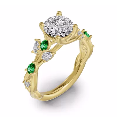 Botanical Twist Tsavorite Engagement Ring