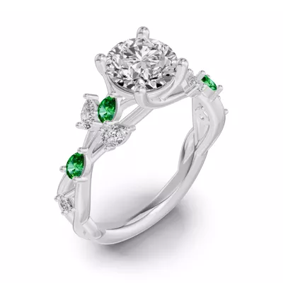 Botanical Twist Tsavorite Engagement Ring