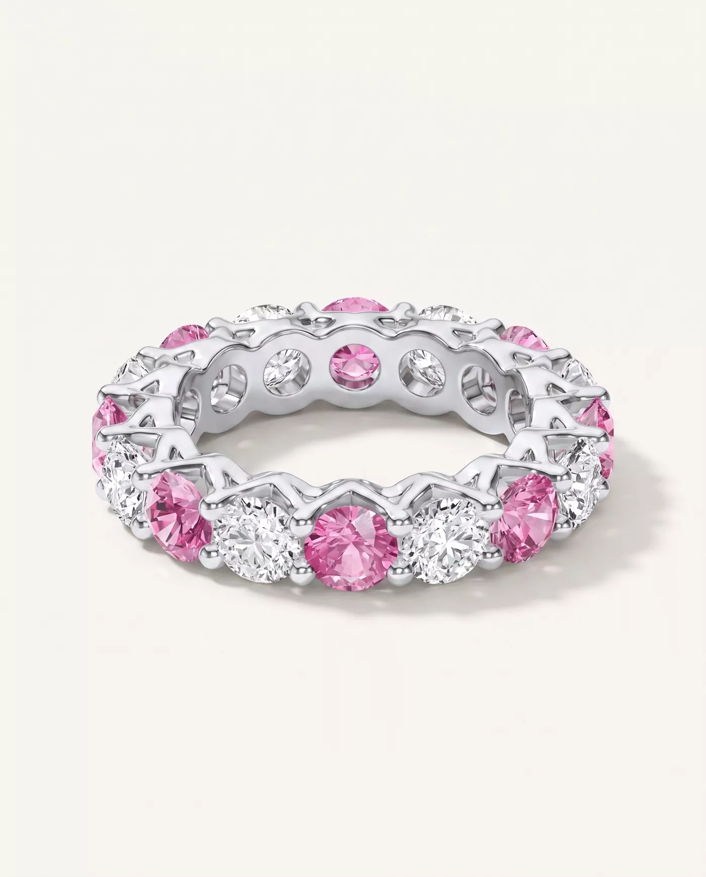 Unity Prong Pink Sapphire & Lab Diamond Eternity Band (4.80 ct. tw.)
