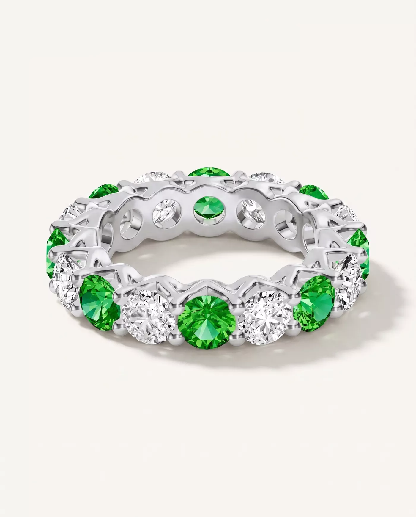 Unity Prong Tsavorite & Diamond Eternity Band (4.80 ct. tw.)