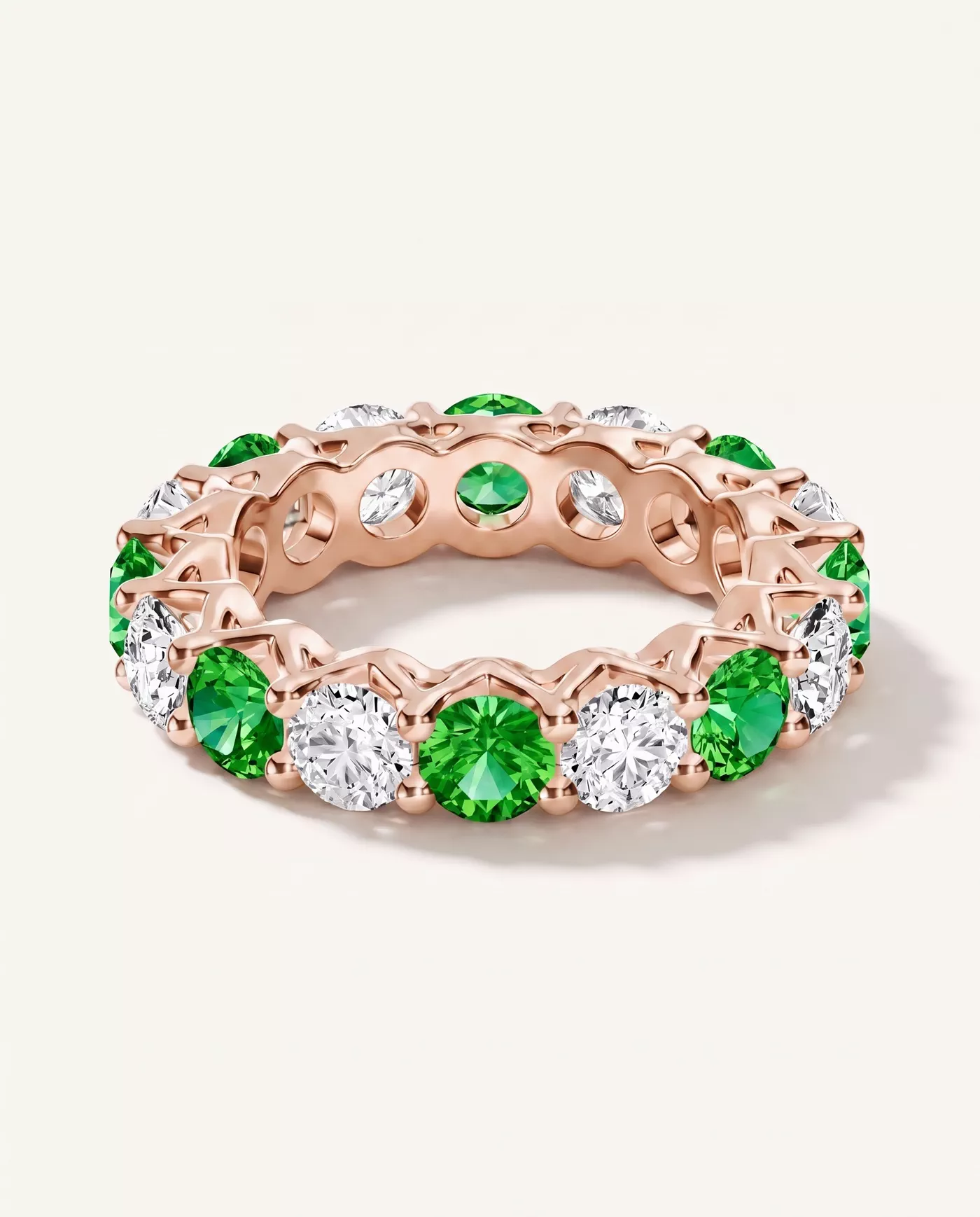 Unity Prong Tsavorite & Diamond Eternity Band (4.80 ct. tw.)