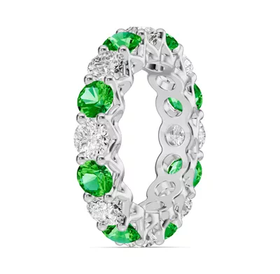 Unity Prong Tsavorite & Diamond Eternity Band (4.80 ct. tw.)