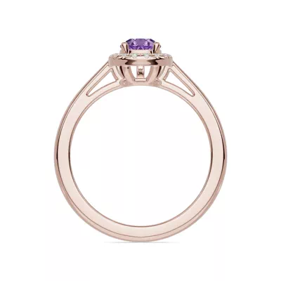 Pear Amethyst Lab Diamond Halo Ring