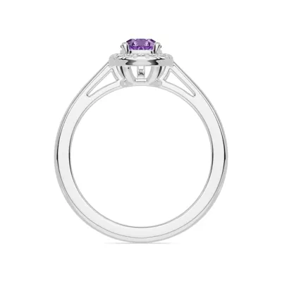 Pear Amethyst Lab Diamond Halo Ring