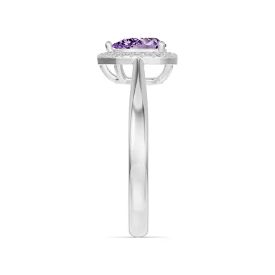 Pear Amethyst Lab Diamond Halo Ring