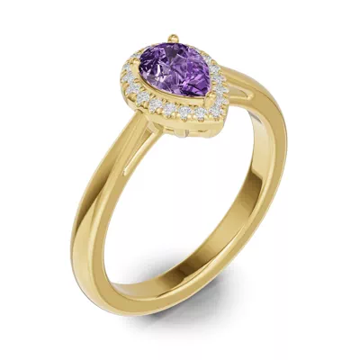 Pear Amethyst Lab Diamond Halo Ring