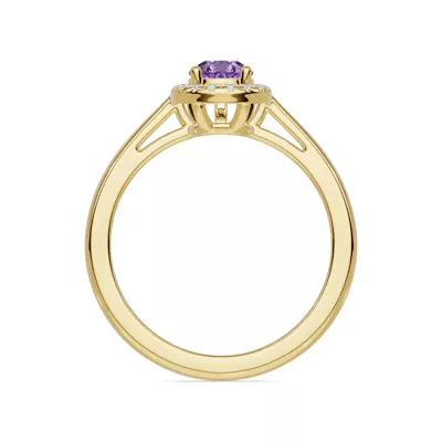 Pear Amethyst Lab Diamond Halo Ring