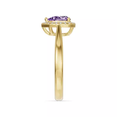 Pear Amethyst Lab Diamond Halo Ring