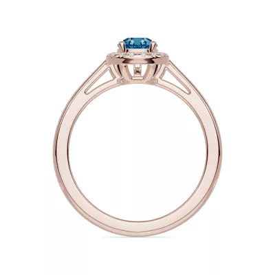 Pear Blue Topaz Lab Diamond Halo Ring