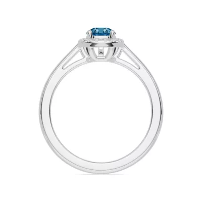 Pear Blue Topaz Lab Diamond Halo Ring