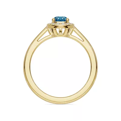 Pear Blue Topaz Lab Diamond Halo Ring