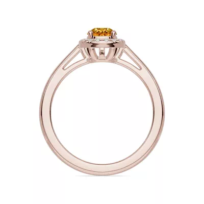 Pear Citrine Lab Diamond Halo Ring