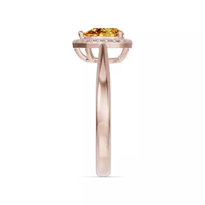 Pear Citrine Lab Diamond Halo Ring