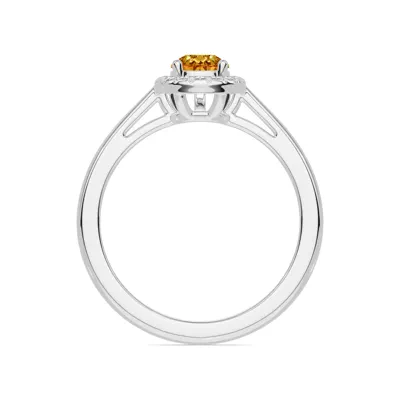 Pear Citrine Lab Diamond Halo Ring