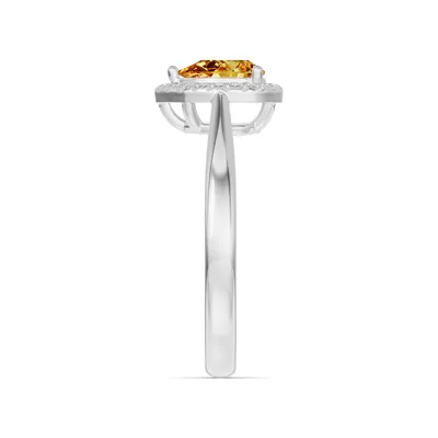 Pear Citrine Lab Diamond Halo Ring