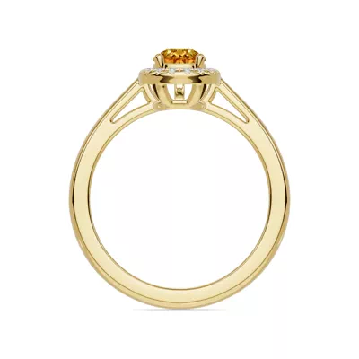 Pear Citrine Lab Diamond Halo Ring