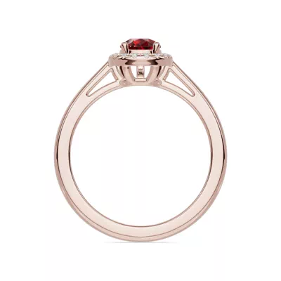 Pear Garnet Lab Diamond Halo Ring