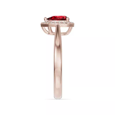 Pear Garnet Lab Diamond Halo Ring