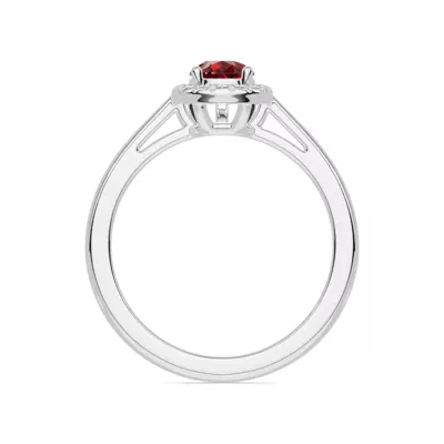 Pear Garnet Lab Diamond Halo Ring