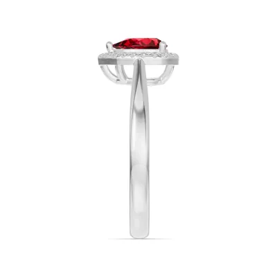 Pear Garnet Lab Diamond Halo Ring