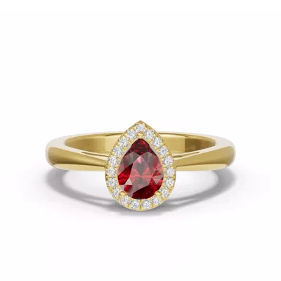Pear Garnet Lab Diamond Halo Ring