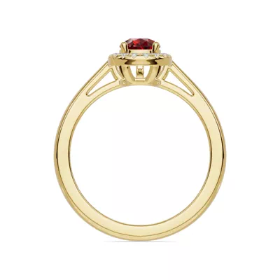 Pear Garnet Lab Diamond Halo Ring