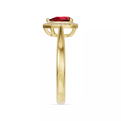 Pear Garnet Lab Diamond Halo Ring