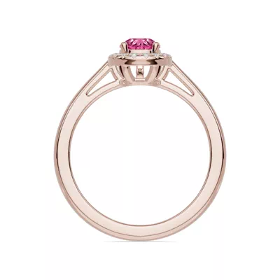 Pear Pink Tourmaline Lab Diamond Halo Ring