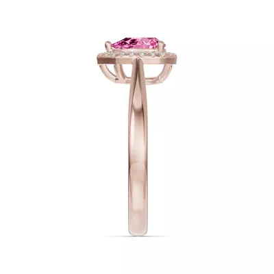 Pear Pink Tourmaline Lab Diamond Halo Ring