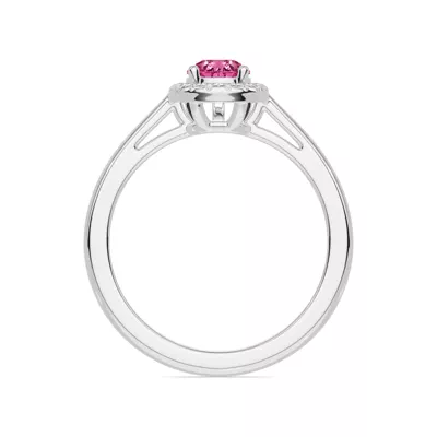 Pear Pink Tourmaline Lab Diamond Halo Ring