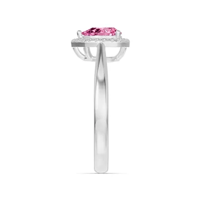 Pear Pink Tourmaline Lab Diamond Halo Ring
