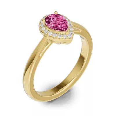 Pear Pink Tourmaline Lab Diamond Halo Ring