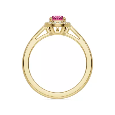 Pear Pink Tourmaline Lab Diamond Halo Ring