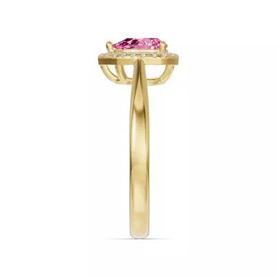 Pear Pink Tourmaline Lab Diamond Halo Ring