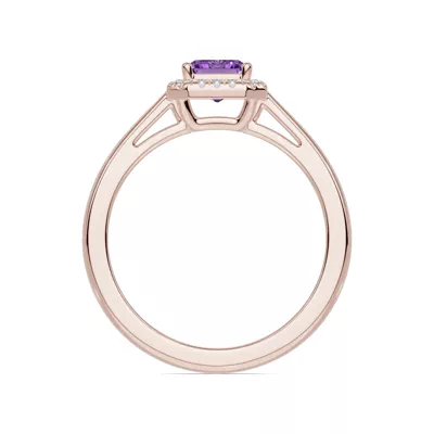 Emerald Amethyst Lab Diamond Halo Ring