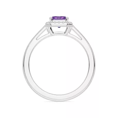 Emerald Amethyst Lab Diamond Halo Ring