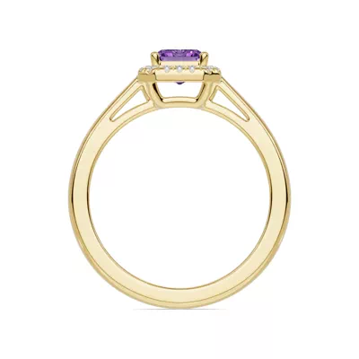 Emerald Amethyst Lab Diamond Halo Ring