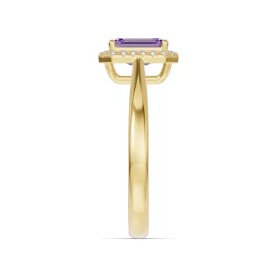 Emerald Amethyst Lab Diamond Halo Ring